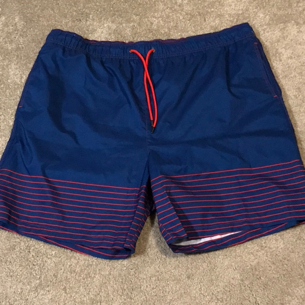 NWT Coastal Revolution blue w red stripes swim shorts 4X